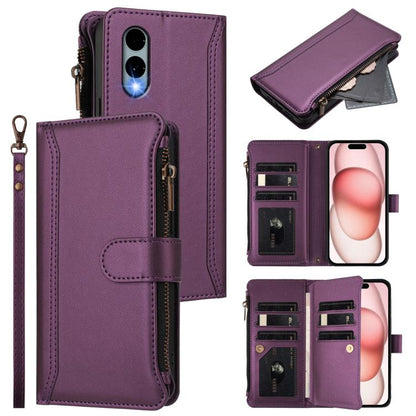 Magnetic Closure 9 Card Slots Zipper Leather Case with Hand Strap, For Fujitsu Arrows We3, For Fujitsu Arrows We2, For Fujitsu Arrows We2 Plus, For Fujitsu Arrows F-01L / F-42A