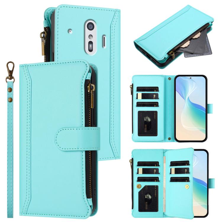 Magnetic Closure 9 Card Slots Zipper Leather Case with Hand Strap, For Fujitsu Arrows We3, For Fujitsu Arrows We2, For Fujitsu Arrows We2 Plus, For Fujitsu Arrows F-01L / F-42A