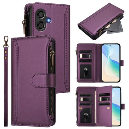 Magnetic Closure 9 Card Slots Zipper Leather Case with Hand Strap, For Coolpad C16, For Coolpad X100, For Coolpad Cool 40i