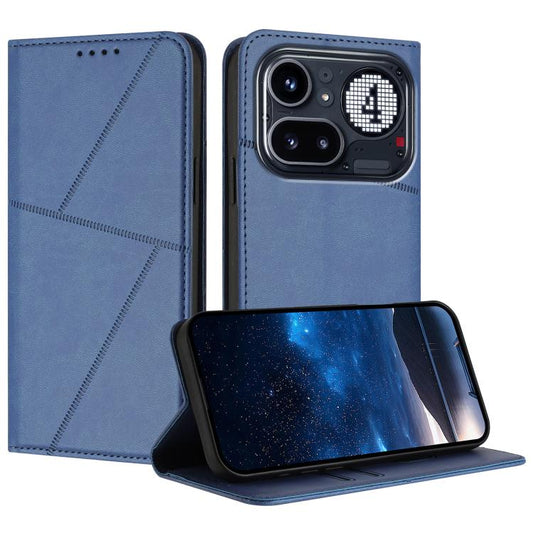 Royal blue magnetic flip phone case with frosted back and camera cutouts
