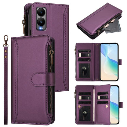 Magnetic Closure 9 Card Slots Zipper Leather Case with Hand Strap, For Cricket Icon Plus 2026 / Icon 7 5G, For Cricket Magic 2 5G, For Cricket Debut S3, For Cricket Icon 6, For Cricket Outlast 5G