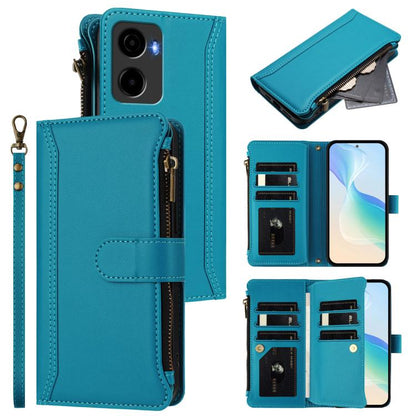 Magnetic Closure 9 Card Slots Zipper Leather Case with Hand Strap, For Cricket Icon Plus 2026 / Icon 7 5G, For Cricket Magic 2 5G, For Cricket Debut S3, For Cricket Icon 6, For Cricket Outlast 5G