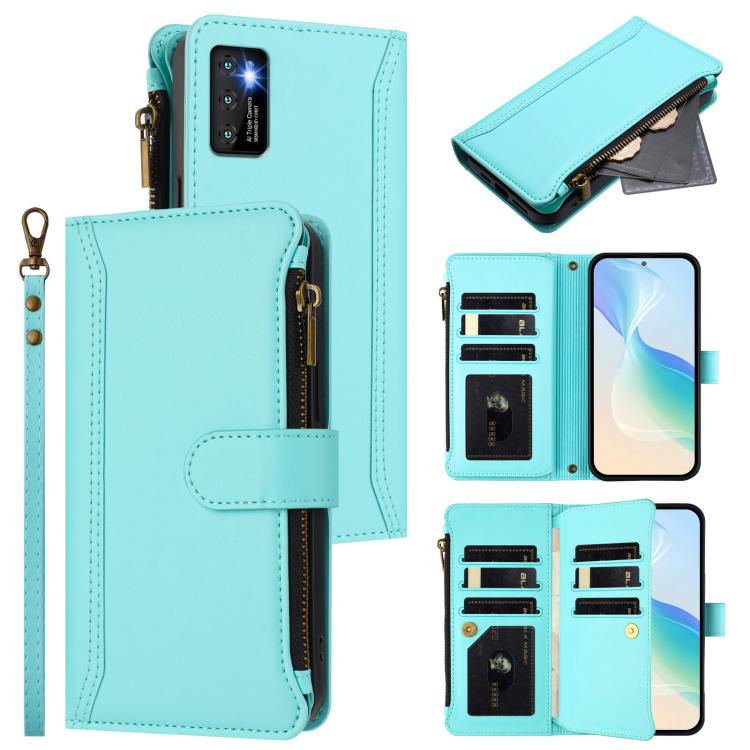 Magnetic Closure 9 Card Slots Zipper Leather Case with Hand Strap, For Cubot A40, For Cubot P90, For Cubot A30, For Cubot A20, For Cubot Max 5, For Cubot A10, For Cubot Note 40, For Cubot P50