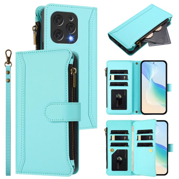Magnetic Closure 9 Card Slots Zipper Leather Case with Hand Strap, For Doogee Note 56 / Note 56 Pro, For Doogee N60 Pro, For Doogee Note 59 5G / Note 59 Pro, For Doogee Note 58 / Note 58 Pro, For Doogee N55 / N55 Plus