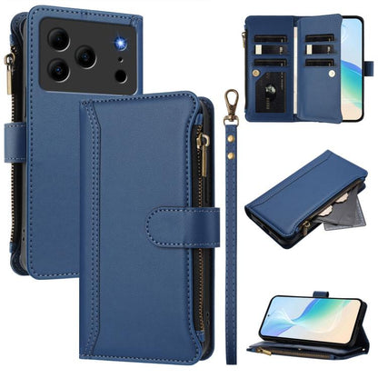 Magnetic Closure 9 Card Slots Zipper Leather Case with Hand Strap, For Doogee Note 56 / Note 56 Pro, For Doogee N60 Pro, For Doogee Note 59 5G / Note 59 Pro, For Doogee Note 58 / Note 58 Pro, For Doogee N55 / N55 Plus