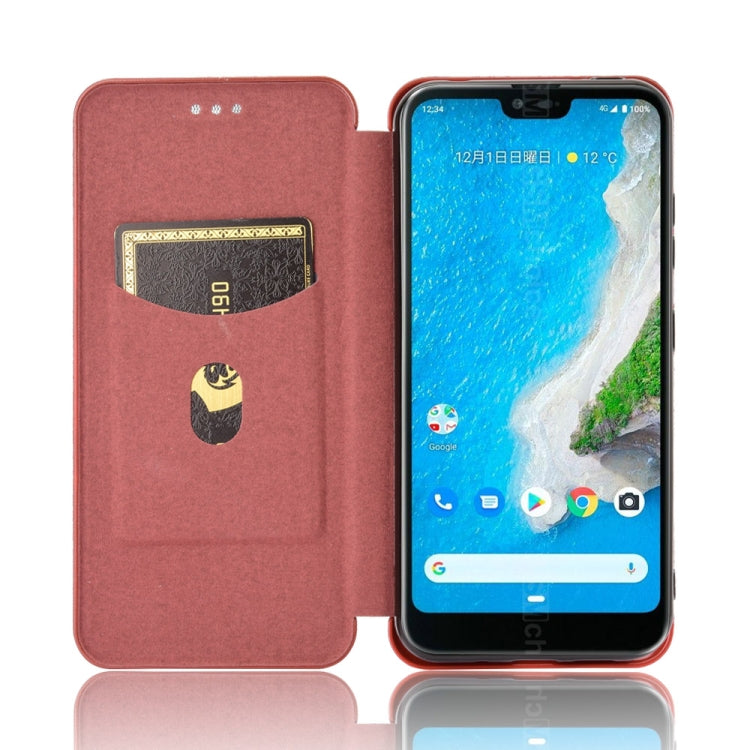 Brown magnetic flip phone case with card slot window