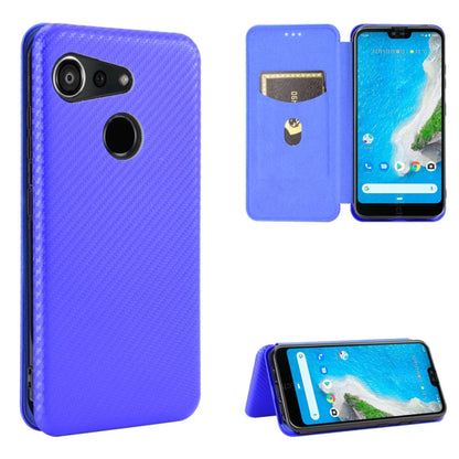 Blue magnetic flip phone case with carbon fiber texture and card slot