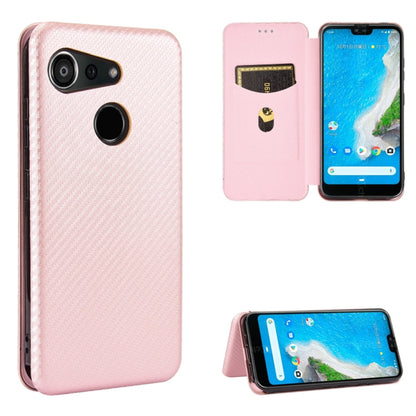 Pink carbon fiber textured magnetic flip phone case with card slot and stand cover