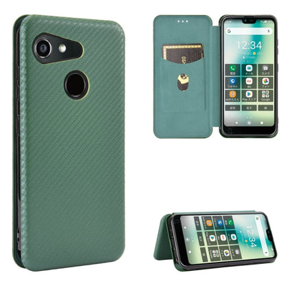 Green carbon fiber textured magnetic flip phone case with card slot and stand cover
