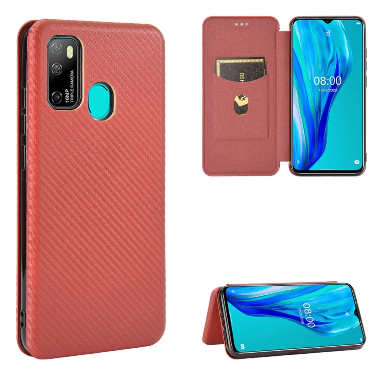 Red carbon fiber textured magnetic flip phone case with card slot and phone stand
