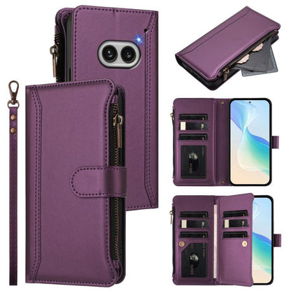 Magnetic Closure 9 Card Slots Zipper Leather Case with Hand Strap, For Nothing Phone 4a Pro, For Nothing Phone 4a, For Nothing Phone 3a, For Nothing Phone 3a Pro, For Nothing CMF Phone 1, For Nothing Phone 2A