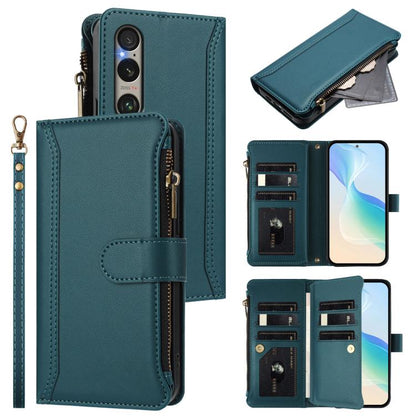 Magnetic Closure 9 Card Slots Zipper Leather Case with Hand Strap, For Sony Xperia 10 VI 2024, For Sony Xperia 1 VI 2024, For Sony Xperia 5 VI, For Sony Xperia 5 VI 2024, For Sony Xperia 5 V, For Sony Xperia 1 V 2023, For Sony Xperia 10 V 2023         ...