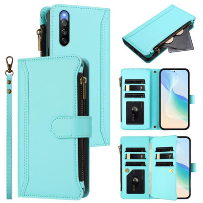 Magnetic Closure 9 Card Slots Zipper Leather Case with Hand Strap, For Sony Xperia 10 VI 2024, For Sony Xperia 1 VI 2024, For Sony Xperia 5 VI, For Sony Xperia 5 VI 2024, For Sony Xperia 5 V, For Sony Xperia 1 V 2023, For Sony Xperia 10 V 2023         ...