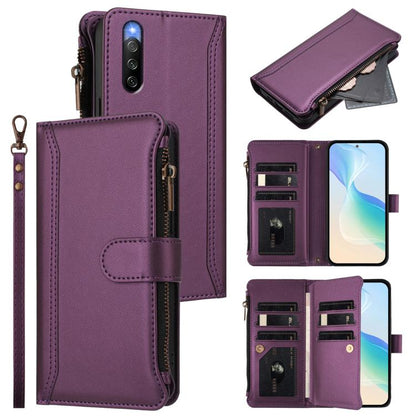 Magnetic Closure 9 Card Slots Zipper Leather Case with Hand Strap, For Sony Xperia 10 VI 2024, For Sony Xperia 1 VI 2024, For Sony Xperia 5 VI, For Sony Xperia 5 VI 2024, For Sony Xperia 5 V, For Sony Xperia 1 V 2023, For Sony Xperia 10 V 2023         ...