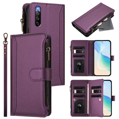Magnetic Closure 9 Card Slots Zipper Leather Case with Hand Strap, For Sony Xperia 10 VI 2024, For Sony Xperia 1 VI 2024, For Sony Xperia 5 VI, For Sony Xperia 5 VI 2024, For Sony Xperia 5 V, For Sony Xperia 1 V 2023, For Sony Xperia 10 V 2023         ...