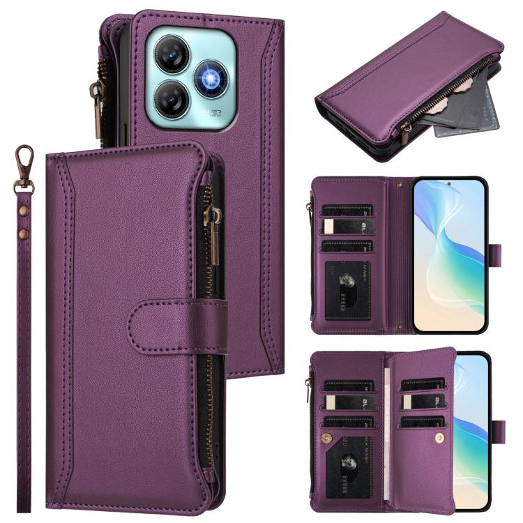Magnetic Closure 9 Card Slots Zipper Leather Case with Hand Strap, For ZTE Nubia Red Magic / 10 Pro / 10 Pro+, For ZTE Blade V60 Vita / V60 Design, For ZTE Blade A75 5G / Nubia Focus 5G, For ZTE Blade A75 4G, For ZTE Blade A35 / A55                    ...