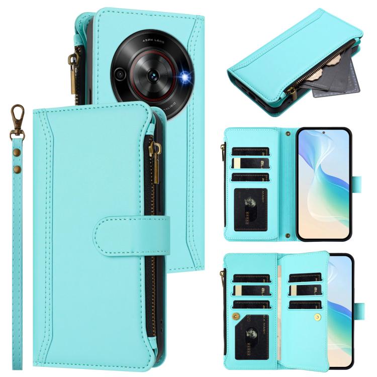 Magnetic Closure 9 Card Slots Zipper Leather Case with Hand Strap, For ZTE Nubia Red Magic / 10 Pro / 10 Pro+, For ZTE Blade V60 Vita / V60 Design, For ZTE Blade A75 5G / Nubia Focus 5G, For ZTE Blade A75 4G, For ZTE Blade A35 / A55                    ...