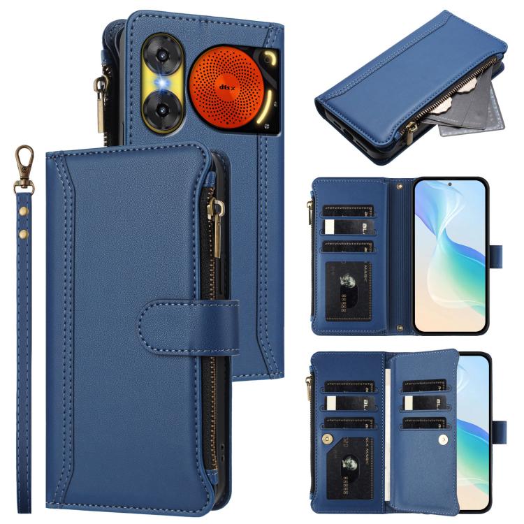 Magnetic Closure 9 Card Slots Zipper Leather Case with Hand Strap, For ZTE Nubia P7 Pro 5G/Optus X Value 5G, For ZTE Nubia P9 Pro 5G/Optus X Pro 2 5G, For ZTE nubia RedMagic 11 Air, For ZTE Blade A75 Pro/Telstra T-Elite 5G, For ZTE Blade A76 4G        ...
