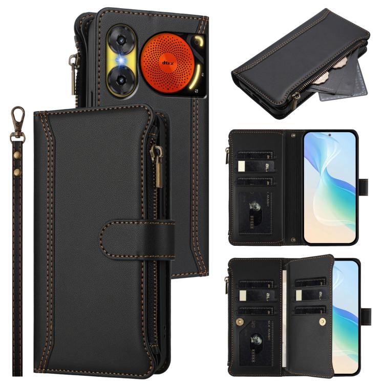 Magnetic Closure 9 Card Slots Zipper Leather Case with Hand Strap, For ZTE Nubia P7 Pro 5G/Optus X Value 5G, For ZTE Nubia P9 Pro 5G/Optus X Pro 2 5G, For ZTE nubia RedMagic 11 Air, For ZTE Blade A75 Pro/Telstra T-Elite 5G, For ZTE Blade A76 4G        ...
