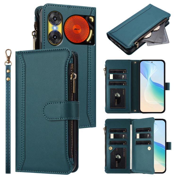 Magnetic Closure 9 Card Slots Zipper Leather Case with Hand Strap, For ZTE Nubia P7 Pro 5G/Optus X Value 5G, For ZTE Nubia P9 Pro 5G/Optus X Pro 2 5G, For ZTE nubia RedMagic 11 Air, For ZTE Blade A75 Pro/Telstra T-Elite 5G, For ZTE Blade A76 4G        ...