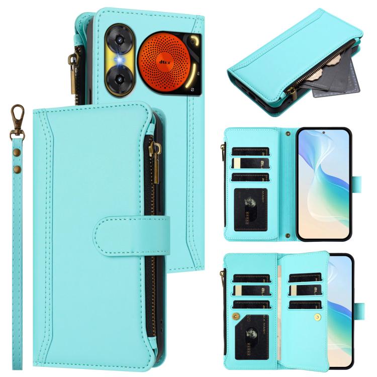 Magnetic Closure 9 Card Slots Zipper Leather Case with Hand Strap, For ZTE Nubia P7 Pro 5G/Optus X Value 5G, For ZTE Nubia P9 Pro 5G/Optus X Pro 2 5G, For ZTE nubia RedMagic 11 Air, For ZTE Blade A75 Pro/Telstra T-Elite 5G, For ZTE Blade A76 4G        ...