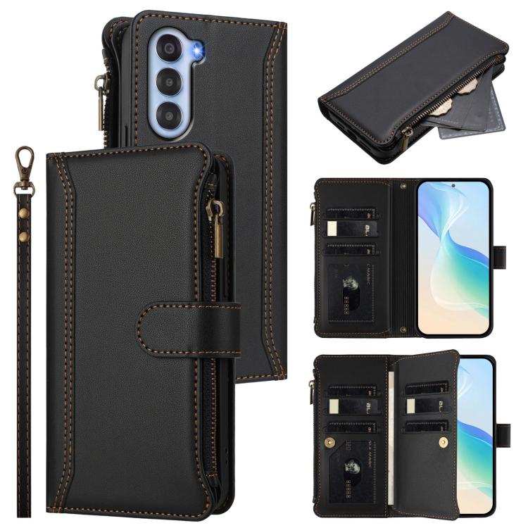 Magnetic Closure 9 Card Slots Zipper Leather Case with Hand Strap, For ZTE Nubia P7 Pro 5G/Optus X Value 5G, For ZTE Nubia P9 Pro 5G/Optus X Pro 2 5G, For ZTE nubia RedMagic 11 Air, For ZTE Blade A75 Pro/Telstra T-Elite 5G, For ZTE Blade A76 4G        ...