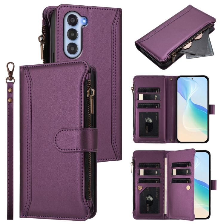 Magnetic Closure 9 Card Slots Zipper Leather Case with Hand Strap, For ZTE Nubia P7 Pro 5G/Optus X Value 5G, For ZTE Nubia P9 Pro 5G/Optus X Pro 2 5G, For ZTE nubia RedMagic 11 Air, For ZTE Blade A75 Pro/Telstra T-Elite 5G, For ZTE Blade A76 4G        ...
