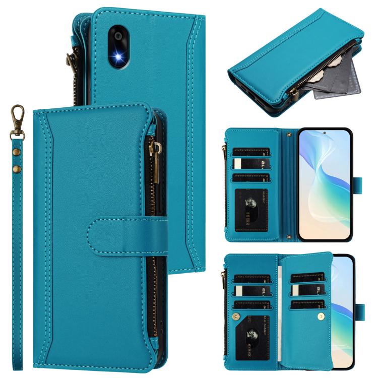 Magnetic Closure 9 Card Slots Zipper Leather Case with Hand Strap, For ZTE Nubia P7 Pro 5G/Optus X Value 5G, For ZTE Nubia P9 Pro 5G/Optus X Pro 2 5G, For ZTE nubia RedMagic 11 Air, For ZTE Blade A75 Pro/Telstra T-Elite 5G, For ZTE Blade A76 4G        ...
