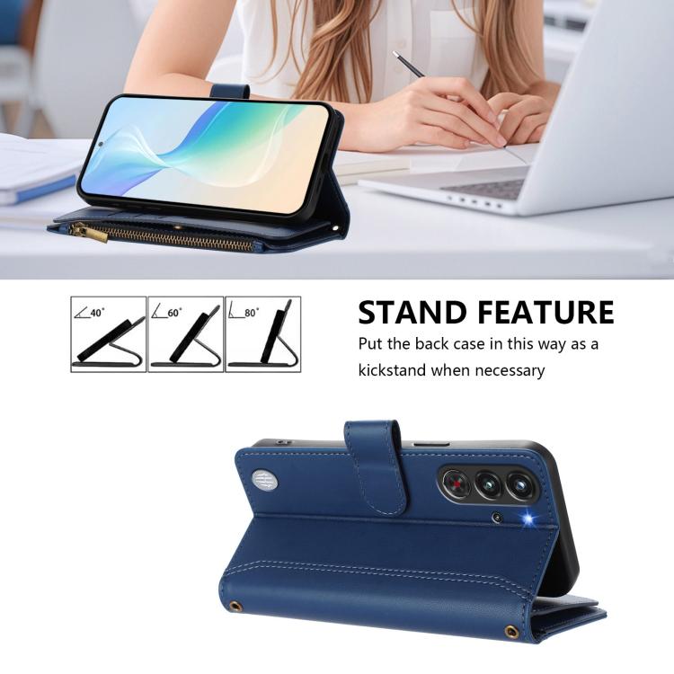 Magnetic Closure 9 Card Slots Zipper Leather Case with Hand Strap, For ZTE Nubia Red Magic / 10 Pro / 10 Pro+, For ZTE Blade V60 Vita / V60 Design, For ZTE Blade A75 5G / Nubia Focus 5G, For ZTE Blade A75 4G, For ZTE Blade A35 / A55                    ...