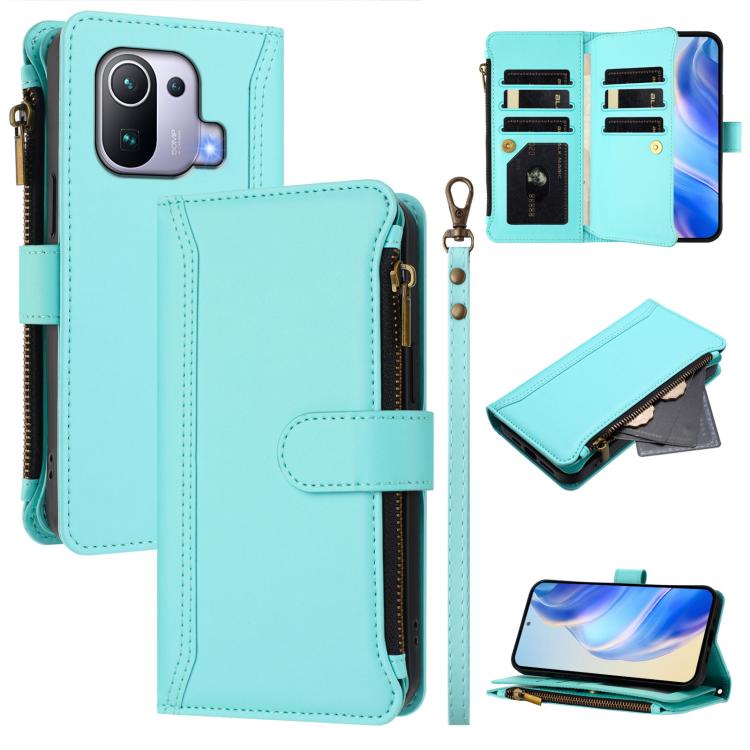 Magnetic Closure 9 Card Slots Zipper Leather Case with Hand Strap, For Xiaomi 12T / 12T Pro / Redmi K50 Ultra, For Xiaomi 12S Ultra, For Xiaomi 12 Pro / 12S Pro, For Xiaomi 12 / 12X / 12S, For Xiaomi 12 Lite, For Xiaomi Poco C40 / Redmi 10C            ...