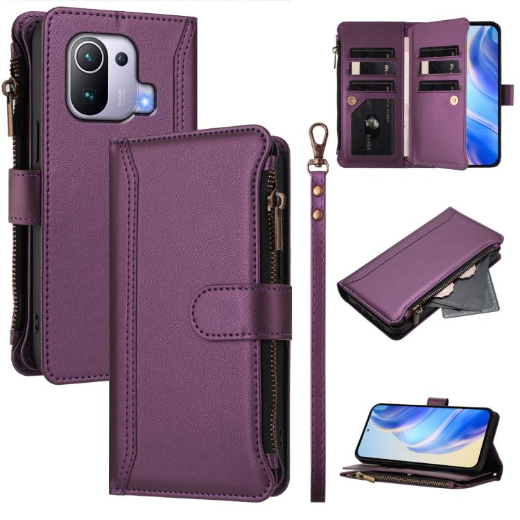 Magnetic Closure 9 Card Slots Zipper Leather Case with Hand Strap, For Xiaomi 12T / 12T Pro / Redmi K50 Ultra, For Xiaomi 12S Ultra, For Xiaomi 12 Pro / 12S Pro, For Xiaomi 12 / 12X / 12S, For Xiaomi 12 Lite, For Xiaomi Poco C40 / Redmi 10C            ...