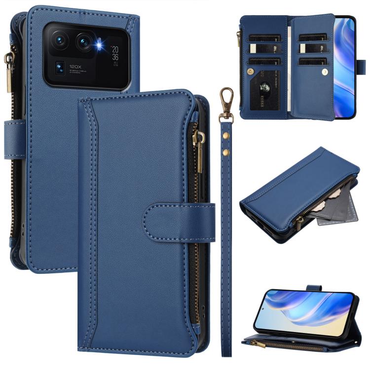 Magnetic Closure 9 Card Slots Zipper Leather Case with Hand Strap, For Xiaomi 12T / 12T Pro / Redmi K50 Ultra, For Xiaomi 12S Ultra, For Xiaomi 12 Pro / 12S Pro, For Xiaomi 12 / 12X / 12S, For Xiaomi 12 Lite, For Xiaomi Poco C40 / Redmi 10C            ...