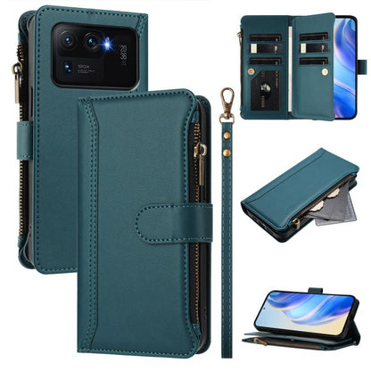 Magnetic Closure 9 Card Slots Zipper Leather Case with Hand Strap, For Xiaomi 12T / 12T Pro / Redmi K50 Ultra, For Xiaomi 12S Ultra, For Xiaomi 12 Pro / 12S Pro, For Xiaomi 12 / 12X / 12S, For Xiaomi 12 Lite, For Xiaomi Poco C40 / Redmi 10C            ...