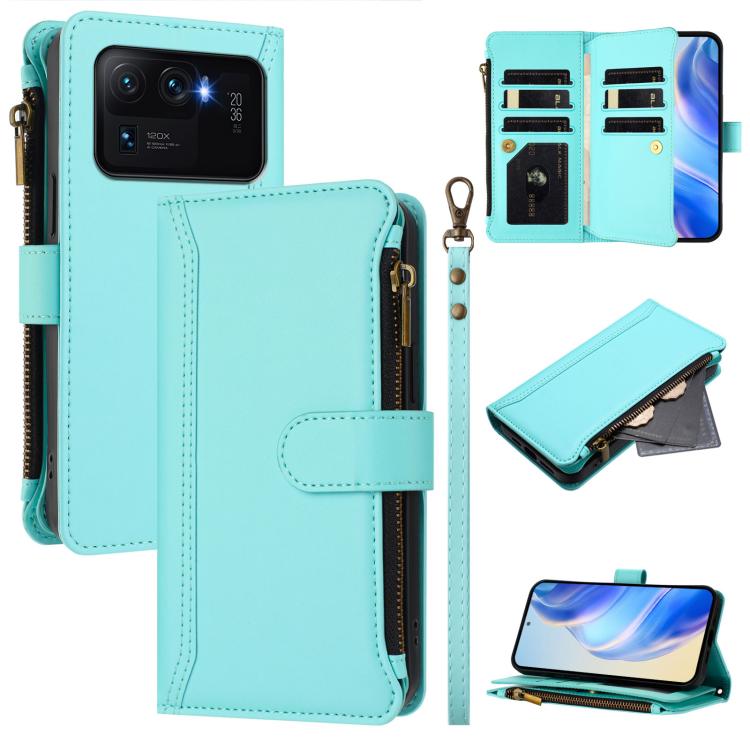 Magnetic Closure 9 Card Slots Zipper Leather Case with Hand Strap, For Xiaomi 12T / 12T Pro / Redmi K50 Ultra, For Xiaomi 12S Ultra, For Xiaomi 12 Pro / 12S Pro, For Xiaomi 12 / 12X / 12S, For Xiaomi 12 Lite, For Xiaomi Poco C40 / Redmi 10C            ...