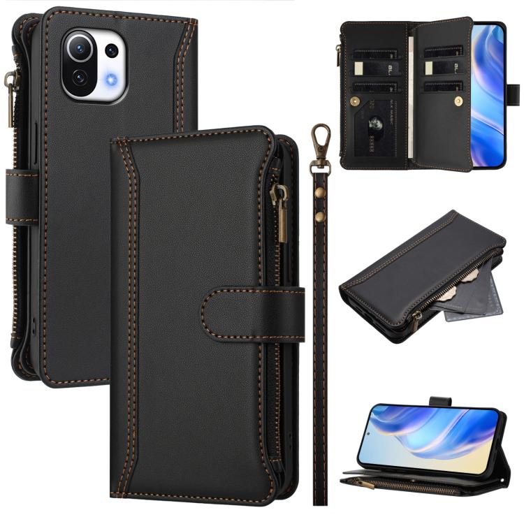 Magnetic Closure 9 Card Slots Zipper Leather Case with Hand Strap, For Xiaomi 12T / 12T Pro / Redmi K50 Ultra, For Xiaomi 12S Ultra, For Xiaomi 12 Pro / 12S Pro, For Xiaomi 12 / 12X / 12S, For Xiaomi 12 Lite, For Xiaomi Poco C40 / Redmi 10C            ...