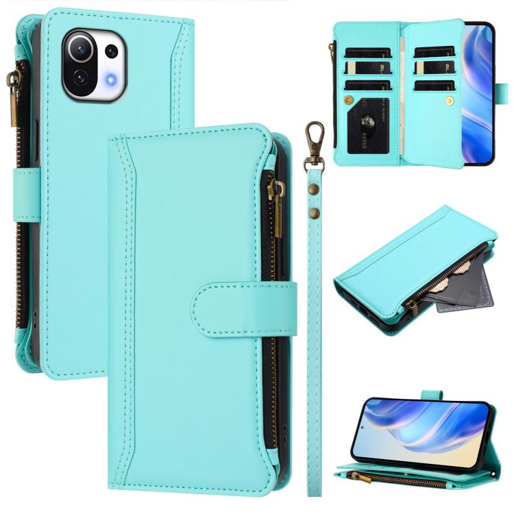 Magnetic Closure 9 Card Slots Zipper Leather Case with Hand Strap, For Xiaomi 12T / 12T Pro / Redmi K50 Ultra, For Xiaomi 12S Ultra, For Xiaomi 12 Pro / 12S Pro, For Xiaomi 12 / 12X / 12S, For Xiaomi 12 Lite, For Xiaomi Poco C40 / Redmi 10C            ...