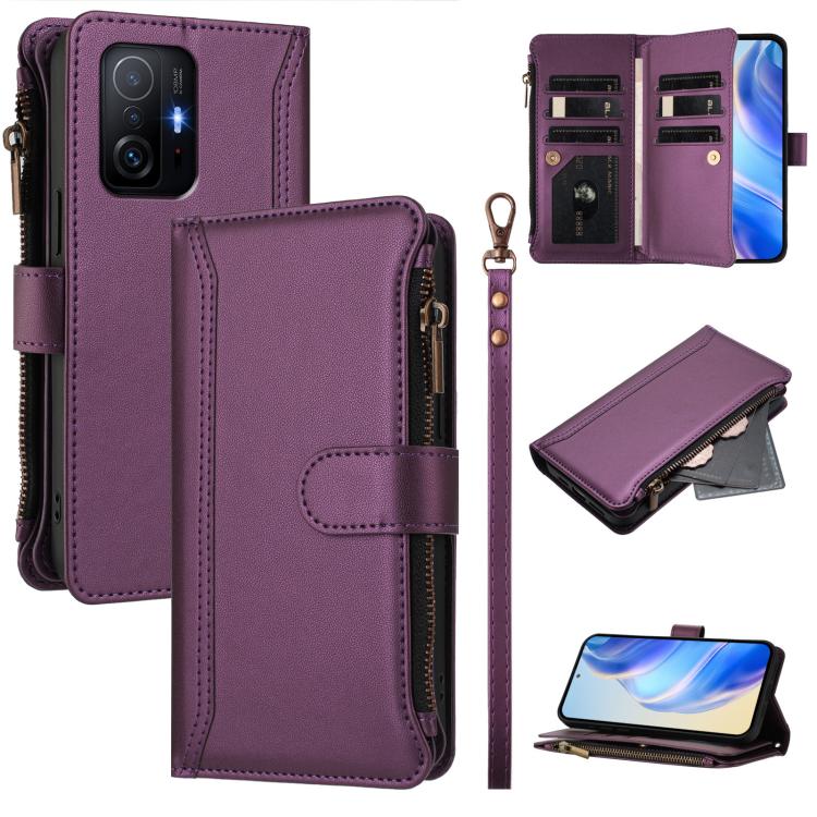 Magnetic Closure 9 Card Slots Zipper Leather Case with Hand Strap, For Xiaomi 12T / 12T Pro / Redmi K50 Ultra, For Xiaomi 12S Ultra, For Xiaomi 12 Pro / 12S Pro, For Xiaomi 12 / 12X / 12S, For Xiaomi 12 Lite, For Xiaomi Poco C40 / Redmi 10C            ...