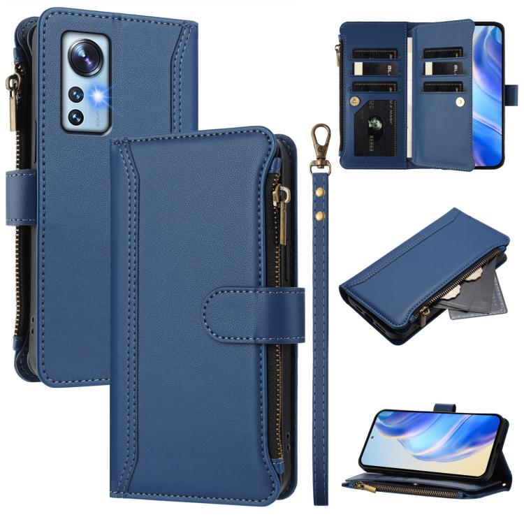 Magnetic Closure 9 Card Slots Zipper Leather Case with Hand Strap, For Xiaomi 12T / 12T Pro / Redmi K50 Ultra, For Xiaomi 12S Ultra, For Xiaomi 12 Pro / 12S Pro, For Xiaomi 12 / 12X / 12S, For Xiaomi 12 Lite, For Xiaomi Poco C40 / Redmi 10C            ...