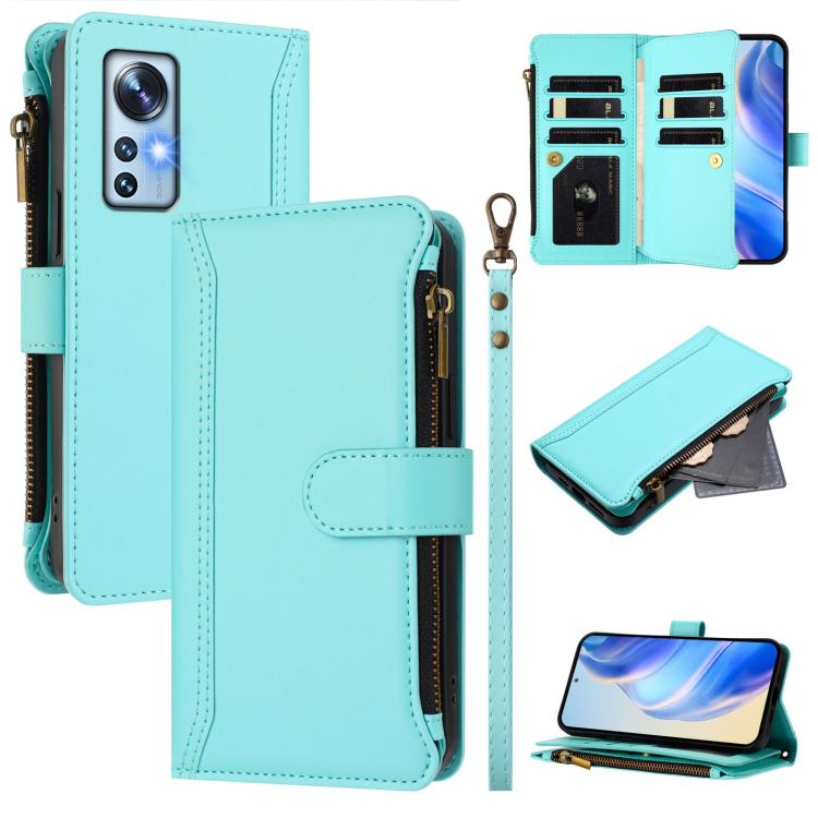 Magnetic Closure 9 Card Slots Zipper Leather Case with Hand Strap, For Xiaomi 12T / 12T Pro / Redmi K50 Ultra, For Xiaomi 12S Ultra, For Xiaomi 12 Pro / 12S Pro, For Xiaomi 12 / 12X / 12S, For Xiaomi 12 Lite, For Xiaomi Poco C40 / Redmi 10C            ...