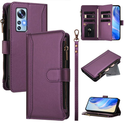 Magnetic Closure 9 Card Slots Zipper Leather Case with Hand Strap, For Xiaomi 12T / 12T Pro / Redmi K50 Ultra, For Xiaomi 12S Ultra, For Xiaomi 12 Pro / 12S Pro, For Xiaomi 12 / 12X / 12S, For Xiaomi 12 Lite, For Xiaomi Poco C40 / Redmi 10C            ...