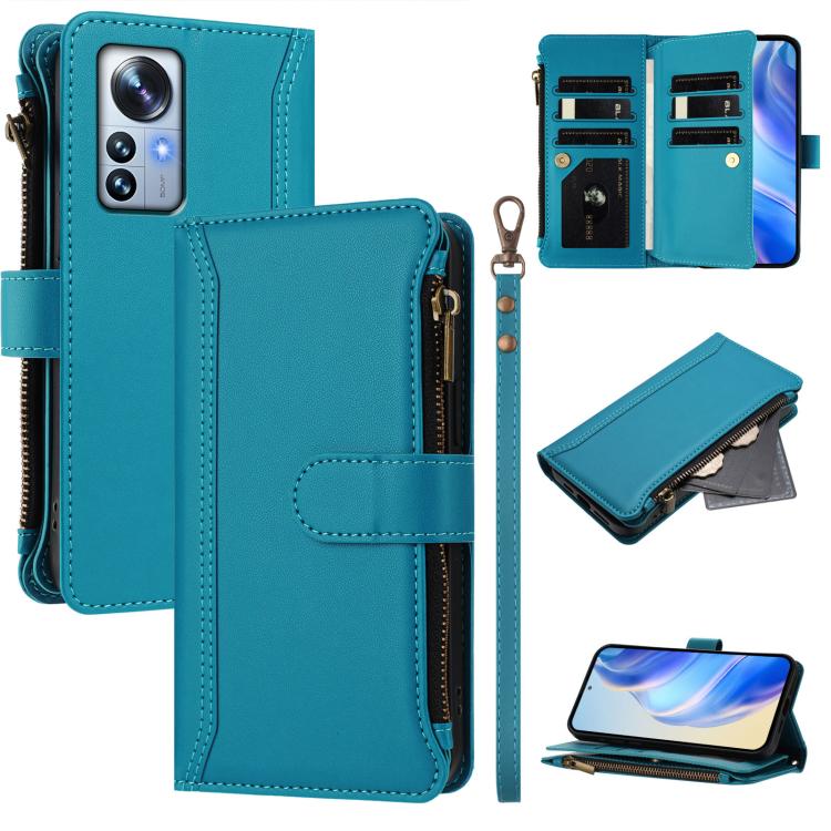 Magnetic Closure 9 Card Slots Zipper Leather Case with Hand Strap, For Xiaomi 12T / 12T Pro / Redmi K50 Ultra, For Xiaomi 12S Ultra, For Xiaomi 12 Pro / 12S Pro, For Xiaomi 12 / 12X / 12S, For Xiaomi 12 Lite, For Xiaomi Poco C40 / Redmi 10C            ...