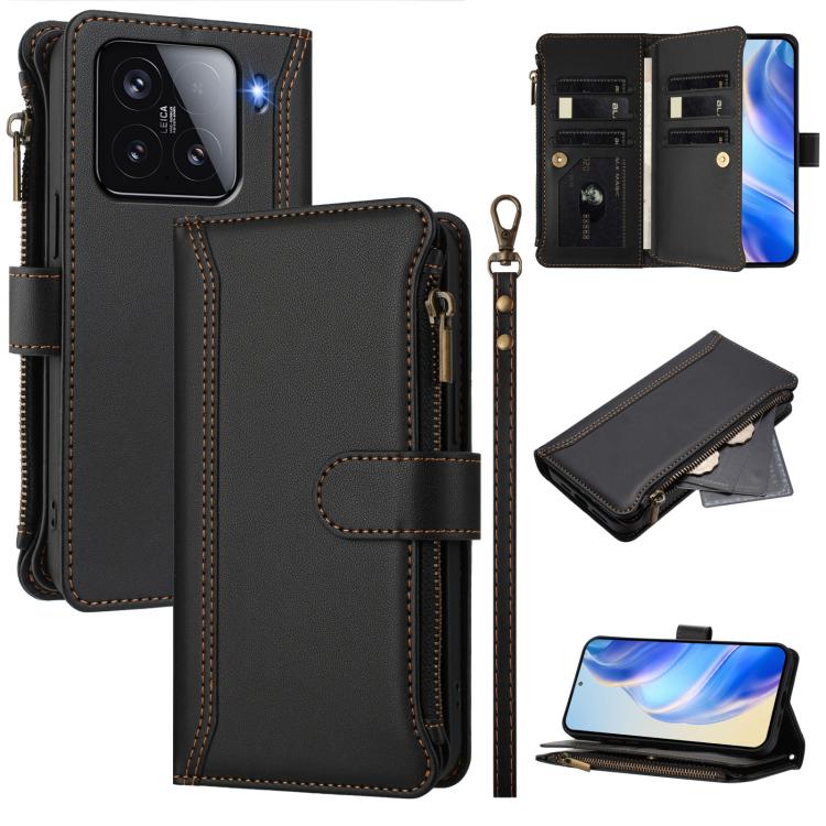 Magnetic Closure 9 Card Slots Zipper Leather Case with Hand Strap, For Xiaomi 17 Max 5G, For Xiaomi 17T Pro 5G, For Xiaomi Poco M7 4G 169mm, For Xiaomi 15T Pro 5G, For Xiaomi 15T 5G, For Xiaomi Civi 5 Pro, For Xiaomi 15S Pro                            ...