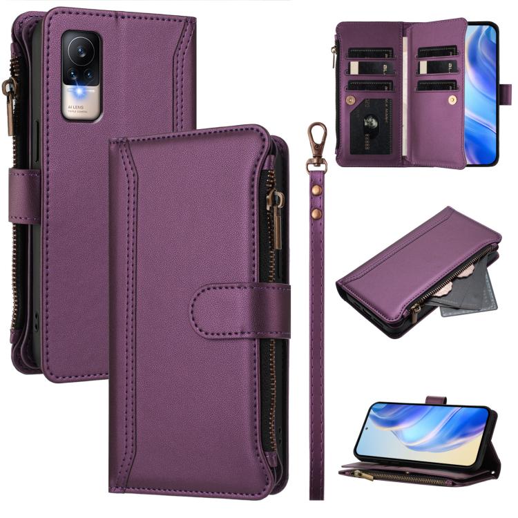 Magnetic Closure 9 Card Slots Zipper Leather Case with Hand Strap, For Xiaomi 12T / 12T Pro / Redmi K50 Ultra, For Xiaomi 12S Ultra, For Xiaomi 12 Pro / 12S Pro, For Xiaomi 12 / 12X / 12S, For Xiaomi 12 Lite, For Xiaomi Poco C40 / Redmi 10C            ...