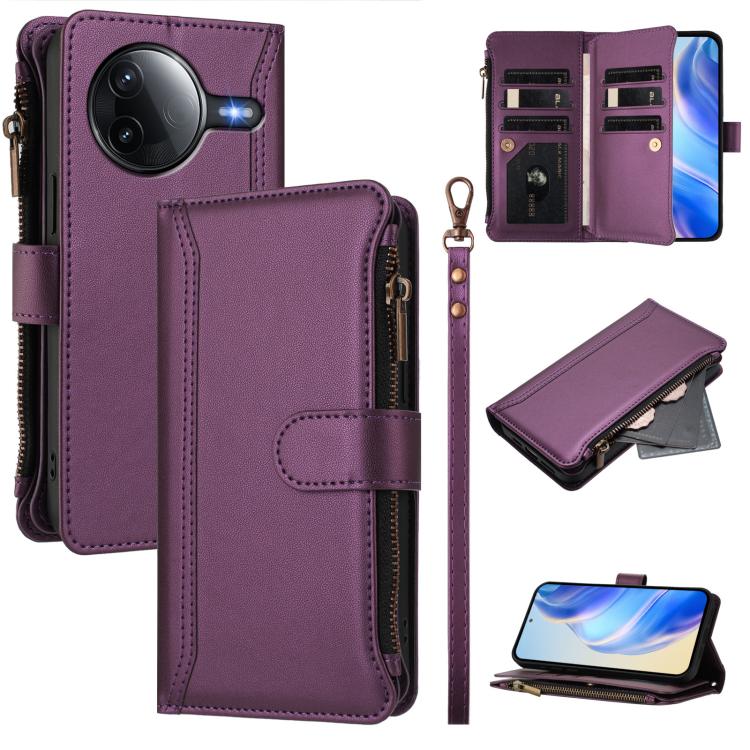 Magnetic Closure 9 Card Slots Zipper Leather Case with Hand Strap, For Xiaomi 17 Max 5G, For Xiaomi 17T Pro 5G, For Xiaomi Poco M7 4G 169mm, For Xiaomi 15T Pro 5G, For Xiaomi 15T 5G, For Xiaomi Civi 5 Pro, For Xiaomi 15S Pro                            ...