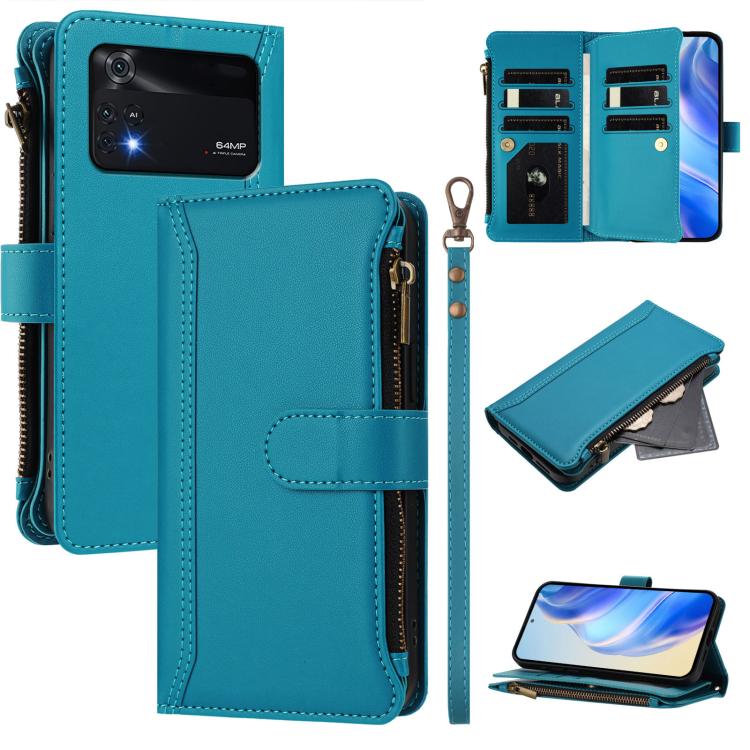 Magnetic Closure 9 Card Slots Zipper Leather Case with Hand Strap, For Xiaomi 12T / 12T Pro / Redmi K50 Ultra, For Xiaomi 12S Ultra, For Xiaomi 12 Pro / 12S Pro, For Xiaomi 12 / 12X / 12S, For Xiaomi 12 Lite, For Xiaomi Poco C40 / Redmi 10C            ...