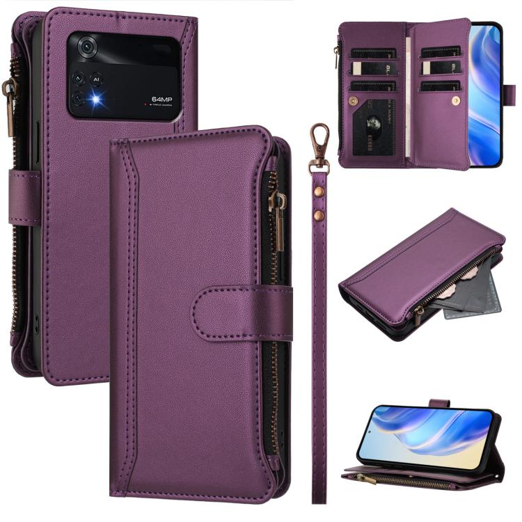 Magnetic Closure 9 Card Slots Zipper Leather Case with Hand Strap, For Xiaomi 12T / 12T Pro / Redmi K50 Ultra, For Xiaomi 12S Ultra, For Xiaomi 12 Pro / 12S Pro, For Xiaomi 12 / 12X / 12S, For Xiaomi 12 Lite, For Xiaomi Poco C40 / Redmi 10C            ...