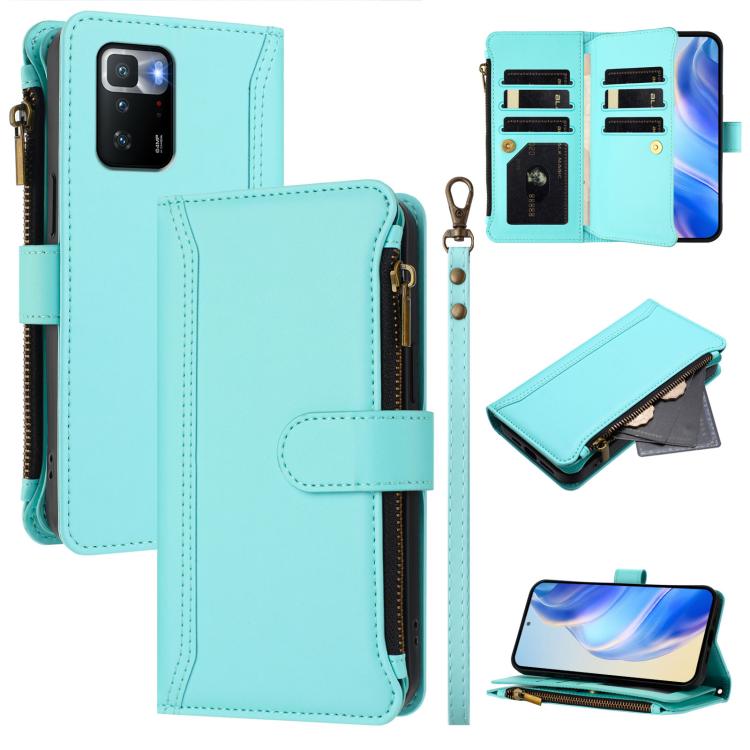 Magnetic Closure 9 Card Slots Zipper Leather Case with Hand Strap, For Xiaomi 12T / 12T Pro / Redmi K50 Ultra, For Xiaomi 12S Ultra, For Xiaomi 12 Pro / 12S Pro, For Xiaomi 12 / 12X / 12S, For Xiaomi 12 Lite, For Xiaomi Poco C40 / Redmi 10C            ...