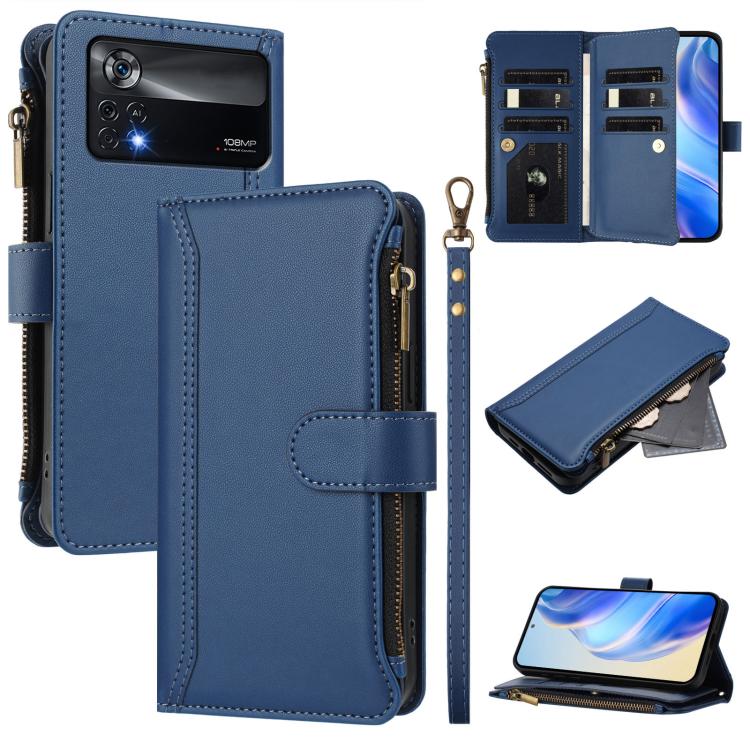 Magnetic Closure 9 Card Slots Zipper Leather Case with Hand Strap, For Xiaomi 12T / 12T Pro / Redmi K50 Ultra, For Xiaomi 12S Ultra, For Xiaomi 12 Pro / 12S Pro, For Xiaomi 12 / 12X / 12S, For Xiaomi 12 Lite, For Xiaomi Poco C40 / Redmi 10C            ...