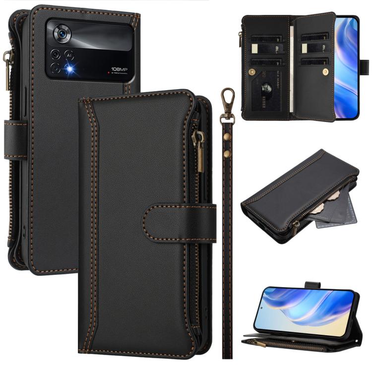 Magnetic Closure 9 Card Slots Zipper Leather Case with Hand Strap, For Xiaomi 12T / 12T Pro / Redmi K50 Ultra, For Xiaomi 12S Ultra, For Xiaomi 12 Pro / 12S Pro, For Xiaomi 12 / 12X / 12S, For Xiaomi 12 Lite, For Xiaomi Poco C40 / Redmi 10C            ...