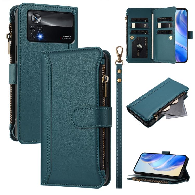 Magnetic Closure 9 Card Slots Zipper Leather Case with Hand Strap, For Xiaomi 12T / 12T Pro / Redmi K50 Ultra, For Xiaomi 12S Ultra, For Xiaomi 12 Pro / 12S Pro, For Xiaomi 12 / 12X / 12S, For Xiaomi 12 Lite, For Xiaomi Poco C40 / Redmi 10C            ...